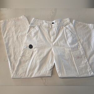 Maui & Sons High Waist White Cargo Pants